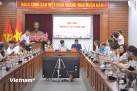 Họp báo thường kỳ của Bộ Văn hóa, Thể thao và Du lịch. (Ảnh: PV/Vietnam+)