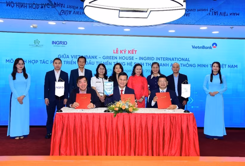 Hợp tác giữa VietinBank, GreenHouse và Ingrid International là bước tiến trong việc kết nối tài chính - công nghệ - hệ sinh thái. (Ảnh: Vietnam+)