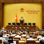 Sáng 26/10, Quốc hội đã nghe tóm tắt Tờ trình và Báo cáo thẩm tra về dự án Luật An ninh dữ liệu. (Ảnh: Doãn Tấn/TTXVN)