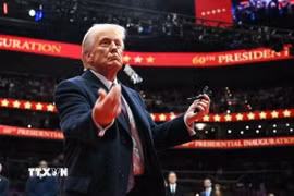 Tân Tổng thống Mỹ Donald Trump tại lễ nhậm chức ở Washington, DC ngày 20/1/2025. (Ảnh: Getty Images/TTXVN)