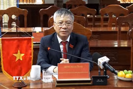 Phó Bí thư Thành ủy, Chủ tịch HĐND thành phố Đà Nẵng Nguyễn Đức Dũng phát biểu tại buổi làm việc với lãnh đạo tỉnh Xekong. (Ảnh: Xuân Tú/TTXVN)