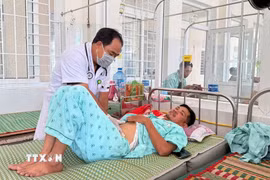 Các y, bác sỹ tích cực theo dõi, điều trị các ca bệnh ngộ độc sau khi ăn bánh mỳ. (Ảnh: Quang Thái/TTXVN)