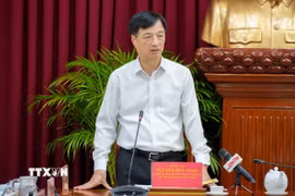 Đồng chí Nguyễn Duy Ngọc, Ủy viên Bộ Chính trị, Bí thư Trung ương Đảng, Trưởng Ban Tổ chức Trung ương, phát biểu. (Ảnh: Thanh Liêm/TTXVN)