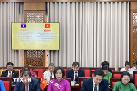 Chủ tịch Ủy ban MTTQ Việt Nam thành phố Hà Nội phát biểu tại Hội đàm. (Ảnh: Hùng Mạnh/TTXVN)