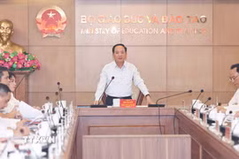 Đồng chí Trịnh Văn Quyết, Ủy viên Bộ Chính trị, Bí thư Trung ương Đảng, Trưởng Ban Tuyên giáo Trung ương, Trưởng Đoàn giám sát phát biểu. (Ảnh: Thanh Tùng/TTXVN)