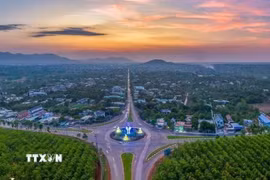 Một góc xã nông thôn mới Châu Đức, TP Hồ Chí Minh, nhìn từ trên cao. (Ảnh: Hoàng Nhị/TTXVN)