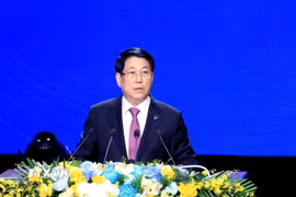 Chủ tịch nước Lương Cường phát biểu khai mạc Lễ mở ký và Hội nghị cấp cao Công ước của Liên hợp quốc về chống tội phạm mạng. (Ảnh: Tuấn Anh/TTXVN)