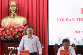 Đồng chí Nguyễn Thanh Nghị, Ủy viên Bộ Chính trị, Bí thư Trung ương Đảng, Trưởng Ban Chính sách, chiến lược Trung ương phát biểu. (Ảnh:Tuấn Anh/TTXVN)