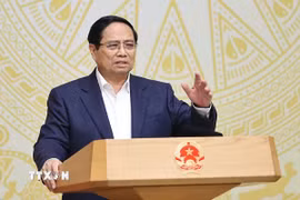 Thủ tướng Phạm Minh Chính chủ trì Phiên họp thứ Nhất của Ban Chỉ đạo quốc gia về Dữ liệu. (Ảnh: Dương Giang/TTXVN)