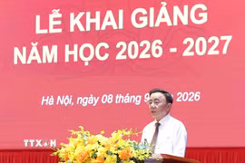 Thường trực Ban Bí thư Trần Cẩm Tú phát biểu chỉ đạo tại Lễ khai giảng năm học mới Học viện Chính trị Quốc gia Hồ Chí Minh. (Ảnh: Phương Hoa/TTXVN)