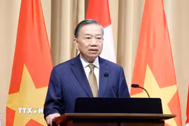 Tổng Bí thư, Chủ tịch nước Tô Lâm phát biểu chính sách "Quan hệ đối tác chiến lược Việt Nam – Canada trong bối cảnh thế giới đầy biến động”. (Ảnh: Thống Nhất/TTXVN)