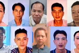 14 đối tượng trong nhóm dàn cảnh cướp giật tài sản tại Khu du lịch Tân Huê Viên. (Ảnh: TTXVN phát)