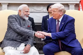 Tổng thống Mỹ Donald Trump và Thủ tướng Ấn Độ Narendra. (Ảnh: ANI/TTXVN)
