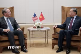 Tổng Bí thư, Chủ tịch nước Tô Lâm tiếp ông Troy Rohrbaugh, Đồng Tổng Giám đốc toàn cầu Ngân hàng JPMorgan Chase. (Ảnh: Thanh Tuấn/TTXVN)