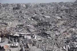 Cảnh tàn phá do xung đột tại Dải Gaza. (Ảnh: IRNA/TTXVN)