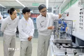 Hướng dẫn, chuyển giao công nghệ tại Nhà máy Bông Sen (Khu Công nghiệp Thăng Long II- Hưng Yên). (Ảnh: Mạnh Khánh/TTXVN)