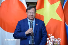Chủ tịch UBND tỉnh Tây Ninh Lê Văn Hẳn phát biểu tại Hội nghị. (Ảnh: PV/Vietnam+)