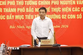 Phó Thủ tướng Chính phủ Nguyễn Văn Thắng phát biểu tại buổi làm việc. (Ảnh: Thanh Thương/TTXVN)
