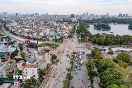 Điểm đầu Dự án được xác định tại hầm chui Kim Liên (ngã tư Đại Cồ Việt - Giải Phóng đoạn qua công viên Thống Nhất và hồ Bảy Mẫu), một trong những trục giao thông quan trọng nhất của Thủ đô. (Ảnh: Trung Nguyên/TTXVN)