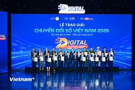 Lễ trao Giải thưởng Chuyển đổi số Việt Nam - Vietnam Digital Awards (VDA) 2026 đã diễn ra tại Hà Nội. (Ảnh: Minh Sơn/Vietnam+)