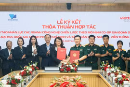 Tập đoàn Viettel và Đại học Quốc gia TP.HCM ký thỏa thuận triển khai chương trình hợp tác đào tạo nhân lực công nghệ chiến lược. (Ảnh: Viettel)
