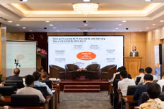 Quang cảnh Hội thảo “Thúc đẩy phát triển Trung tâm Năng lượng tái tạo tại Việt Nam”. (Ảnh: Linh Nguyễn/Vietnam+ phát)