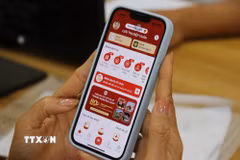 Người dân sử dụng ứng dụng VNeID. (Ảnh: Nguyễn Huy Thành/TTXVN)