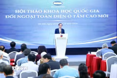 Ủy viên Bộ Chính trị, Bộ trưởng Bộ Ngoại giao Lê Hoài Trung phát biểu. (Ảnh: An Đăng/TTXVN)
