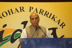 Bộ trưởng Quốc phòng Ấn Độ Rajnath Singh phát biểu khai mạc Diễn đàn các Viện nghiên cứu Quốc phòng ASEAN-Ấn Độ lần thứ nhất. (Ảnh: rajnathsingh.in)