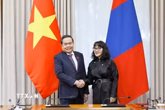 Chủ tịch Quốc hội Trần Thanh Mẫn và bà J. Bayarmaa, Chủ tịch Nhóm Nghị sỹ Hữu nghị Mông Cổ-Việt Nam. (Ảnh: Doãn Tấn/TTXVN)