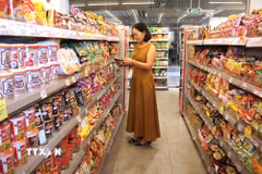 Người dân thành phố Hồ Chí Minh mua sắm hàng hóa tại siêu thị. (Ảnh: Hương Giang/TTXVN)