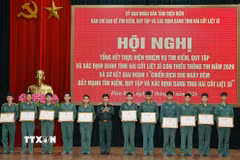 Ban Chỉ đạo trao Giấy khen cho các cá nhân có thành tích xuất sắc trong thực hiện Chiến dịch 500 ngày đêm. (Ảnh: Xuân Tư/TTXVN)