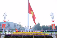 Lá cờ Tổ quốc tung bay trên Quảng trường Ba Đình lịch sử trong sáng 2/9/2026. (Ảnh: Phạm Kiên/TTXVN)