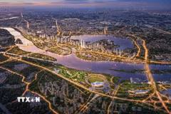 Phối cảnh trục đại lộ Sông Hồng. (Ảnh: Phan Phương/TTXVN)