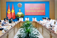 Quang cảnh cuộc họp báo. (Ảnh: Cổng Thông tin điện tử tỉnh Phú Thọ/TTXVN phát)