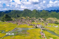 Làng du lịch cộng đồng Quỳnh Sơn, xã Bắc Sơn, tỉnh Lạng Sơn. (Ảnh: Anh Tuấn/TTXVN)