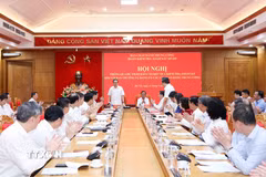 Hội nghị thông qua dự thảo Báo cáo kết quả kiểm tra, giám sát (đợt 3) đối với Ban Thường vụ Đảng ủy các cơ quan Đảng Trung ương. (Ảnh: Phương Hoa/TTXVN)