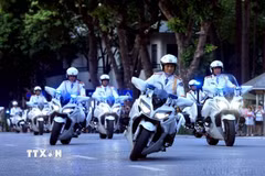 Các chiến sỹ Bộ Tư lệnh Cảnh vệ (Bộ Công an). (Ảnh: Tuấn Anh/TTXVN)