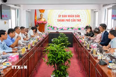 Quang cảnh buổi làm việc. (Ảnh: Thanh Liêm/TTXVN)