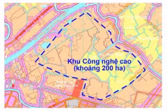 Sơ đồ vị trí dự kiến xây dựng Khu Công nghệ cao Cần Thơ. (Ảnh: Ủy ban Nhân dân thành phố Cần Thơ)