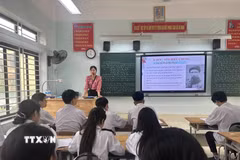 Giờ ôn luyện môn Văn của học sinh Trường Trung học cơ sở Tam Đảo, xã Tam Đảo, tỉnh Phú Thọ. (Ảnh: Nguyễn Thảo/TTXVN)