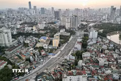 Dự án đầu tư xây dựng đường Vành đai 1, đoạn Hoàng Cầu-Voi Phục. (Ảnh minh họa: Quốc Khánh/TTXVN)