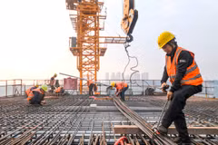 Công nhân làm việc tại công trình xây dựng ở Trùng Khánh (Trung Quốc). (Ảnh: THX/TTXVN)