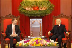 Tổng Bí thư, Chủ tịch nước Nguyễn Phú Trọng tiếp Chủ tịch Thượng viện Australia Scott Ryan. (Ảnh: Trí Dũng/TTXVN)