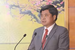 Thứ trưởng Bộ Nông nghiệp và Phát triển Nông thôn Trần Thành Nam phát biểu tại điểm cầu Bộ Nông nghiệp và Phát triển Nông thôn. (Ảnh: Vũ Sinh/TTXVN)