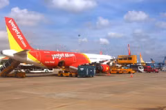 Máy bay của hãng hàng không Vietjet Air. (Ảnh: Việt Hùng/Vietnam+)