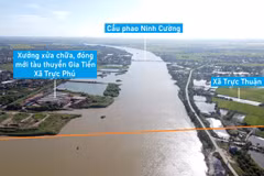 Vị trí dự kiến (vạch vàng) của cầu vượt Ninh Cường. (Nguồn: VOV)