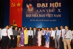 Đoàn đại biểu Thông tấn xã Việt Nam dự Đại hội. (Ảnh: TTXVN)