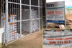 Cửa hàng bị phát hiện lô hàng 40 tấn phân bón không được phép lưu hành và loại phân bón vừa bị thu giữ. (Nguồn: nhandan.com.vn)