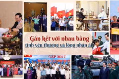 Chủ tịch nước Võ Văn Thưởng với người dân Liên khu dân cư xã Suối Trai, huyện Sơn Hoà, tỉnh Phú Yên trong Ngày hội Đại đoàn kết toàn dân tộc sáng 11/11/2023. (Ảnh: Thống Nhất/TTXVN)